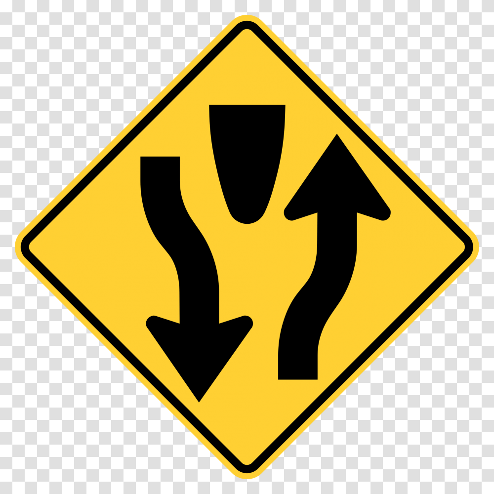 Traffic Sign Divided Highway Ends And Begins Sign, Road Sign Transparent Png
