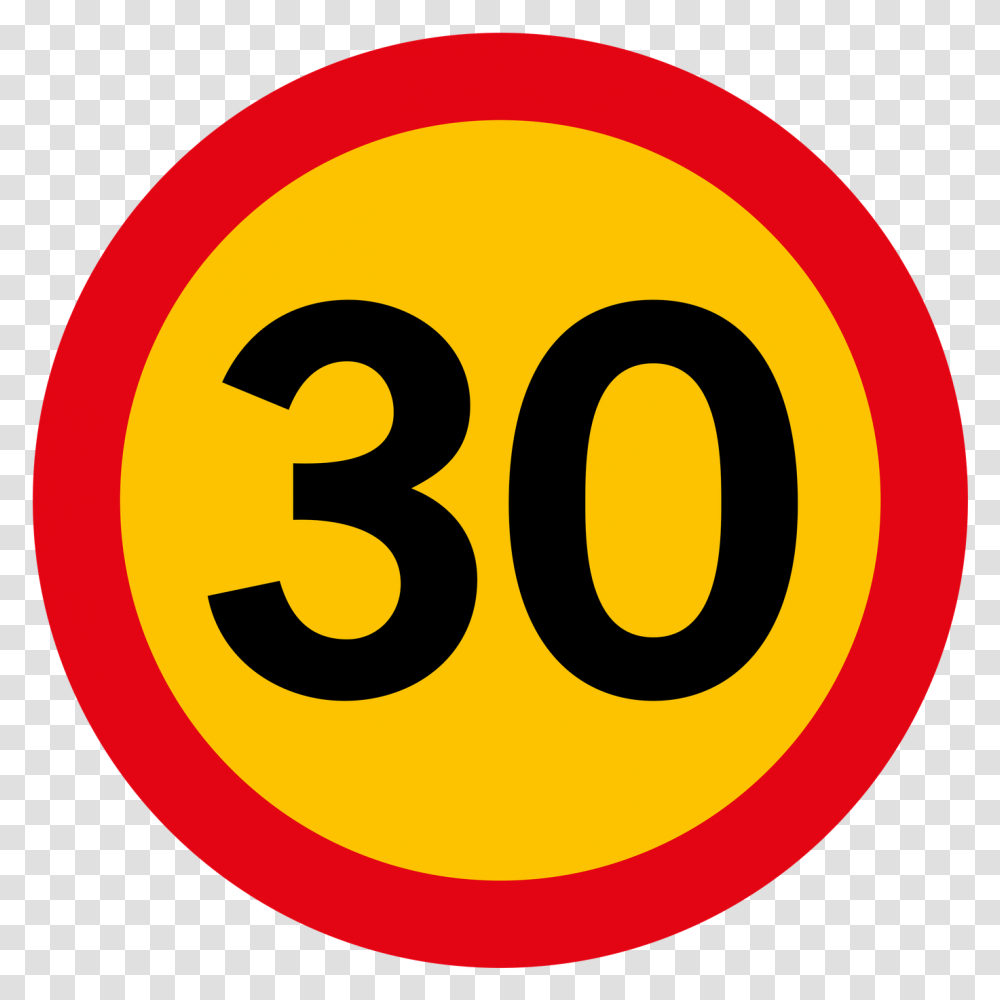 Traffic Sign Speed Limit 30 Icon Illustration Hastighetsskylt, Number, Rug Transparent Png