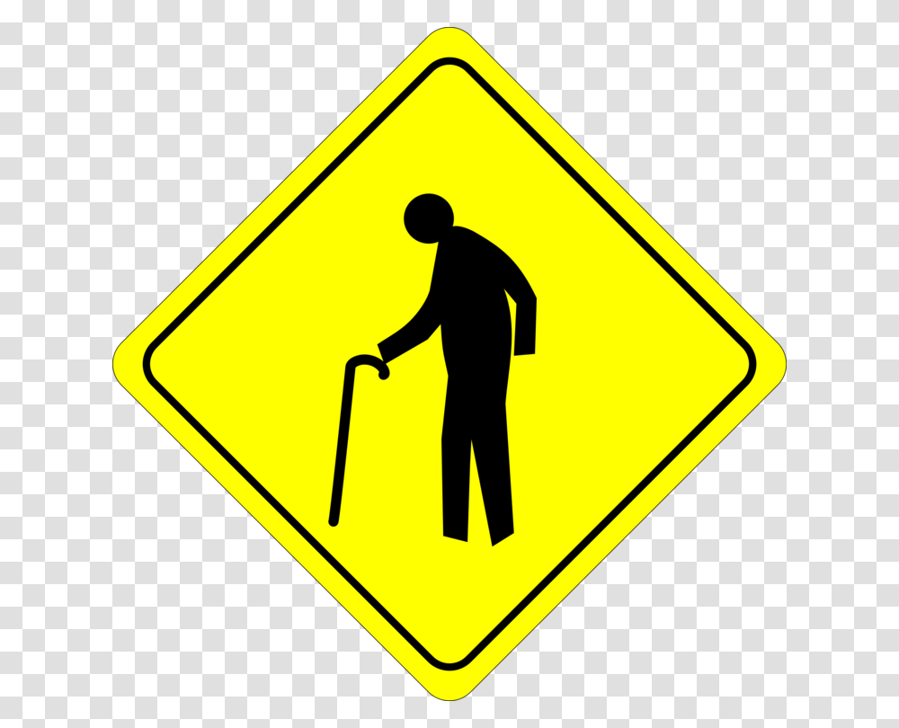 Traffic Sign Warning Sign Old Age Pedestrian, Person, Human, Road Sign Transparent Png