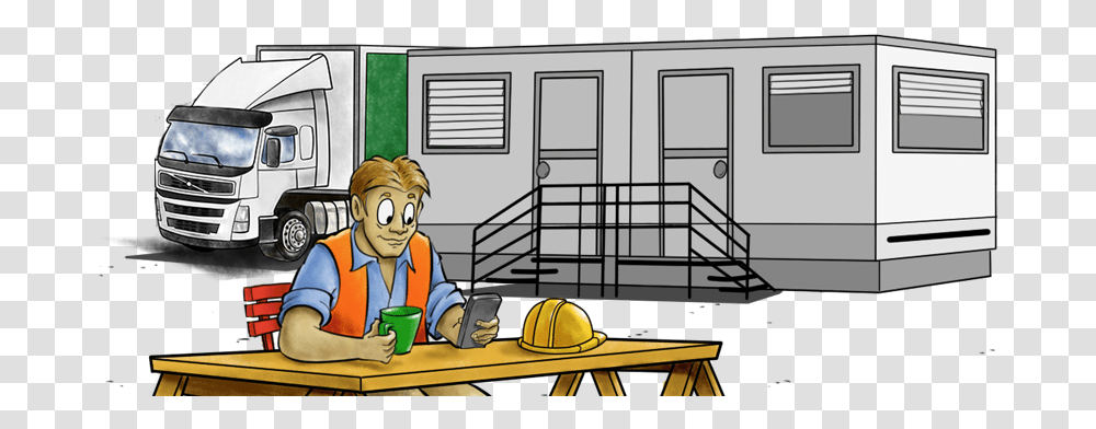 Trailer Truck, Person, Meal, Food, Hardhat Transparent Png