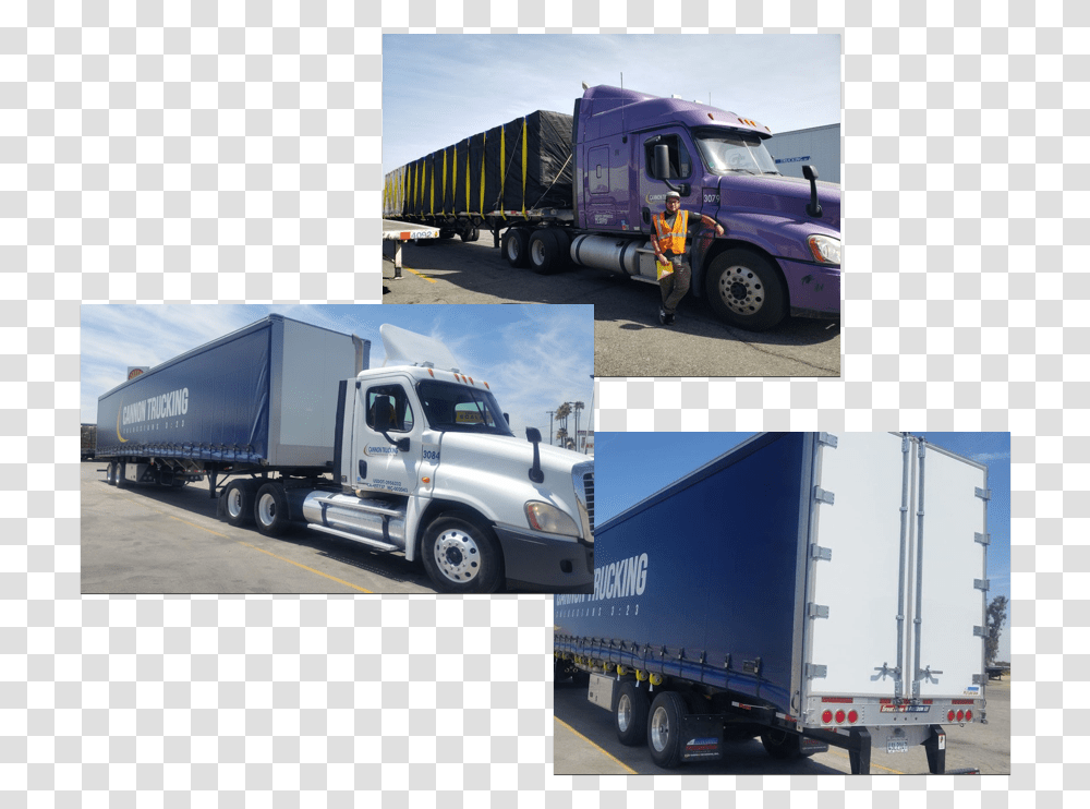 Trailer Truck, Vehicle, Transportation, Person, Wheel Transparent Png