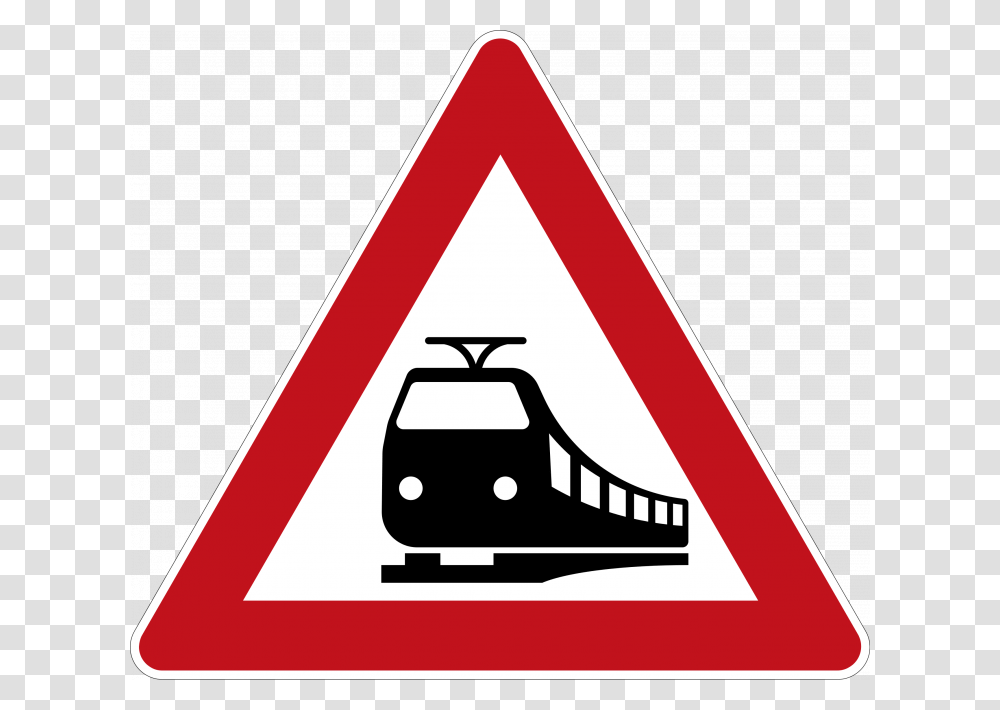 Train Crossing, Sign, Road Sign, Triangle Transparent Png