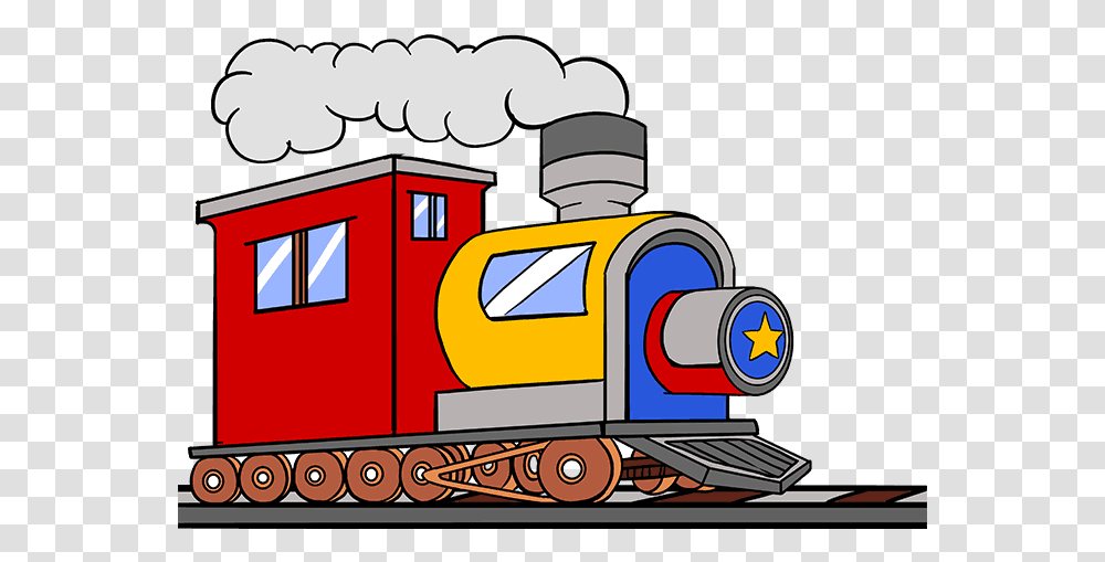 Train Smoke How To Draw Train Train Drawing With Animated Pic Of Train, Transportation, Vehicle, Locomotive, Railway Transparent Png