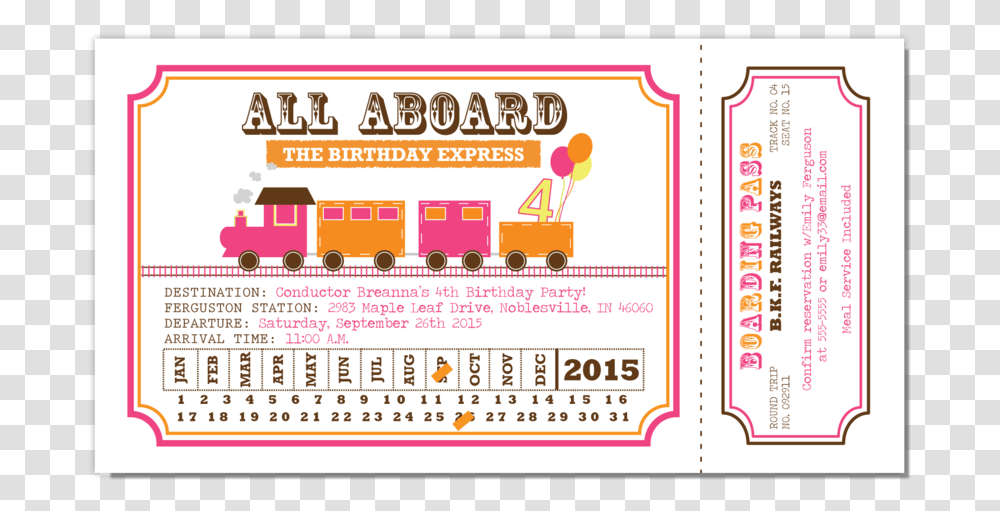 Train Ticket Pink Orange, Advertisement, Poster, Flyer Transparent Png
