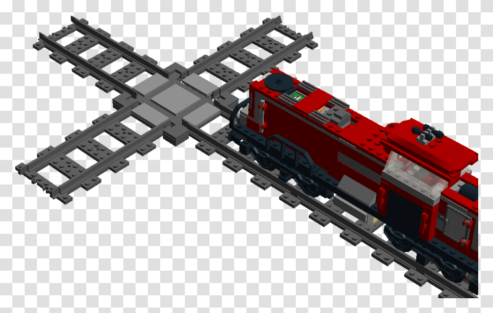 Train Track X Cross Lego Train Track Crossing, Locomotive, Vehicle, Transportation, Machine Transparent Png