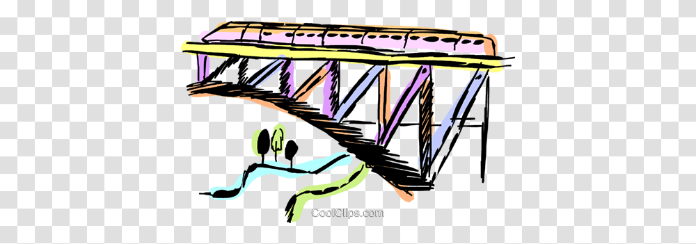 Train Traveling Over A Bridge Royalty Free Vector Clip Art, Construction Crane, Bird, Animal, Furniture Transparent Png