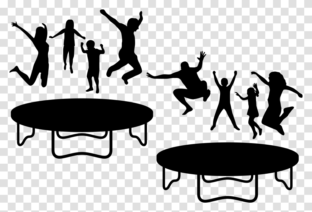 Trampoline Euclidean Vector Jumping Trampoline Clipart Black And White, Person, Human, Silhouette, Table Transparent Png