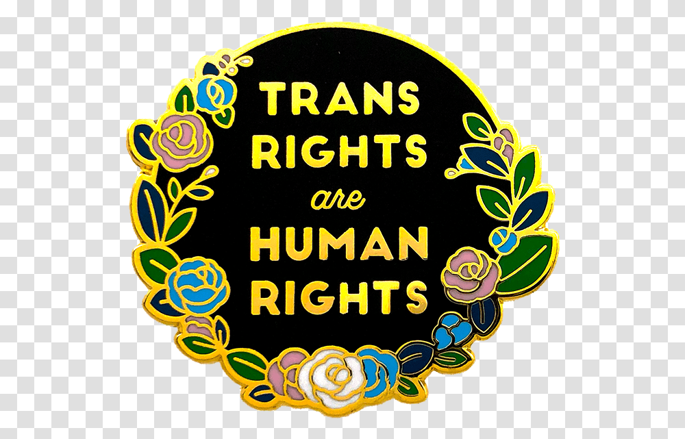 Trans Rights Pin Circle, Floral Design Transparent Png