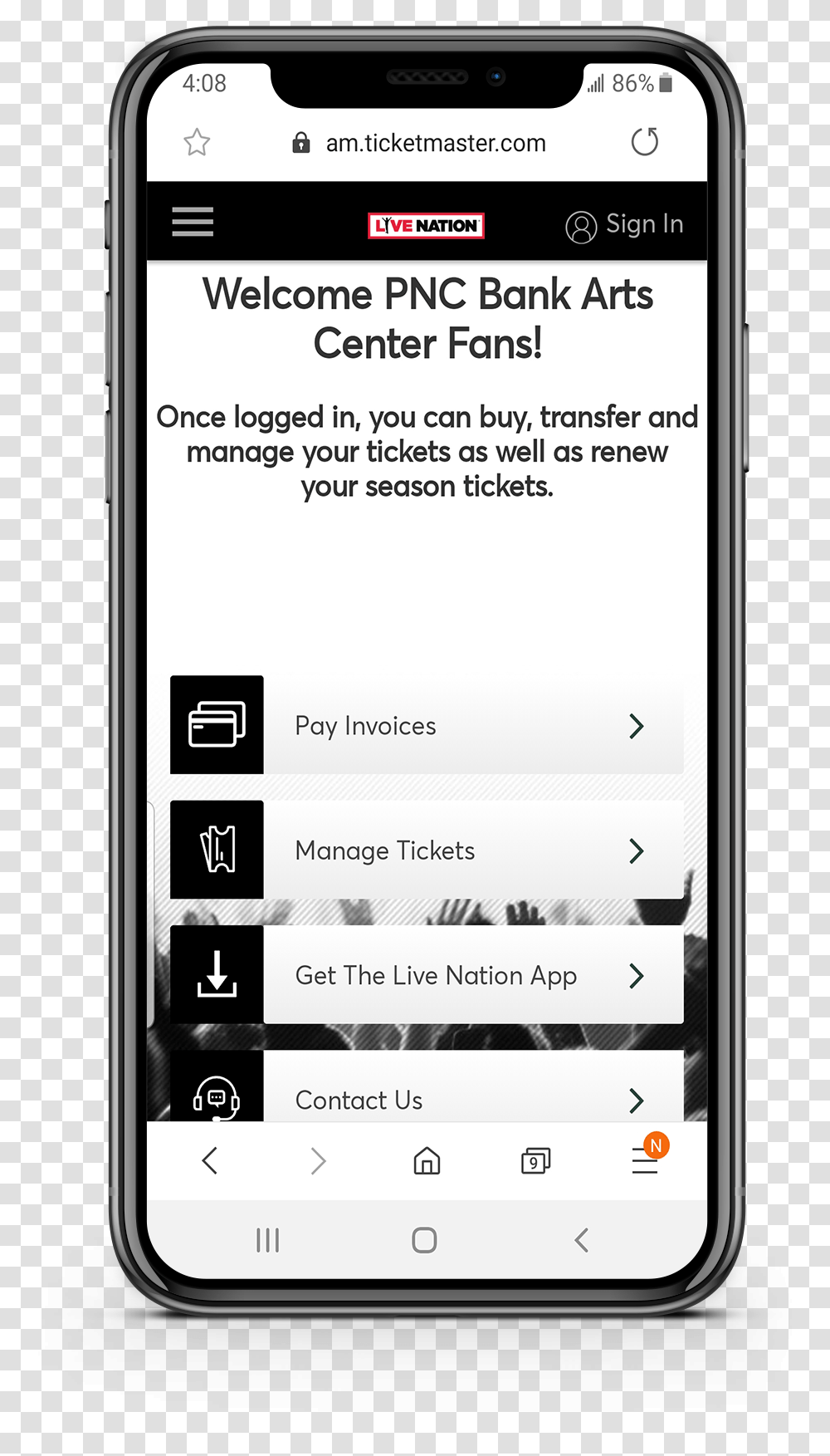 Transfer Tickets On Live Nation, Mobile Phone, Electronics, Cell Phone, Iphone Transparent Png