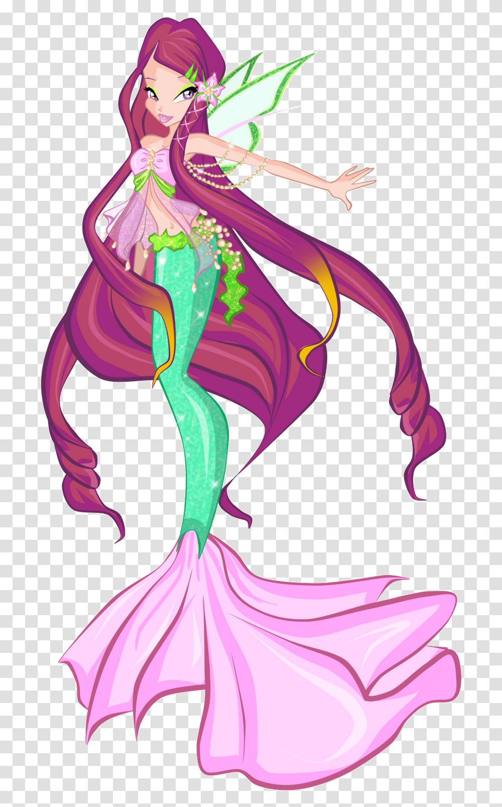 Transformation Drawing Mermaid Clipart Winx Club Reimagined As Mermaids, Purple, Floral Design, Pattern Transparent Png