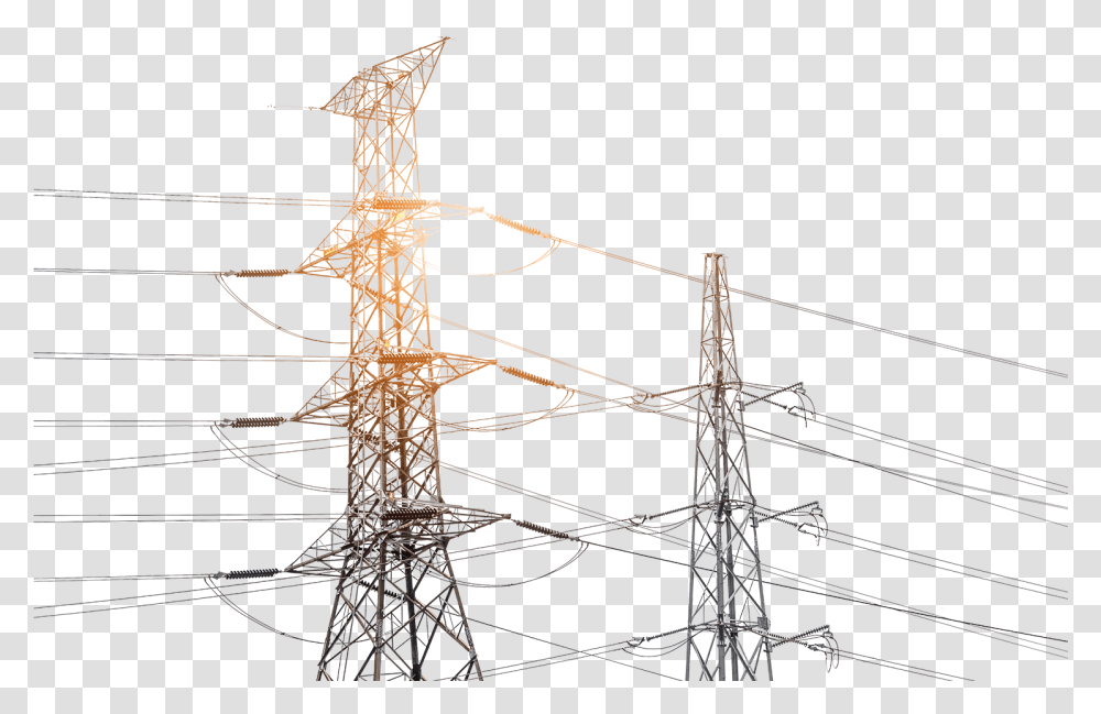 Transmission Tower, Cable, Electric Transmission Tower, Power Lines, Cross Transparent Png