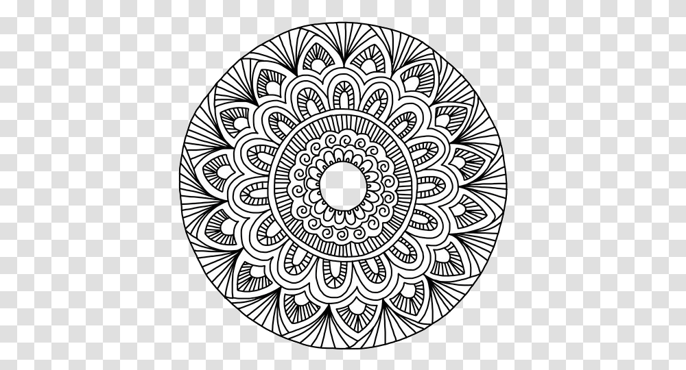 Transparents Mandala Black And White, Art, Pattern, Rug, Doodle Transparent Png