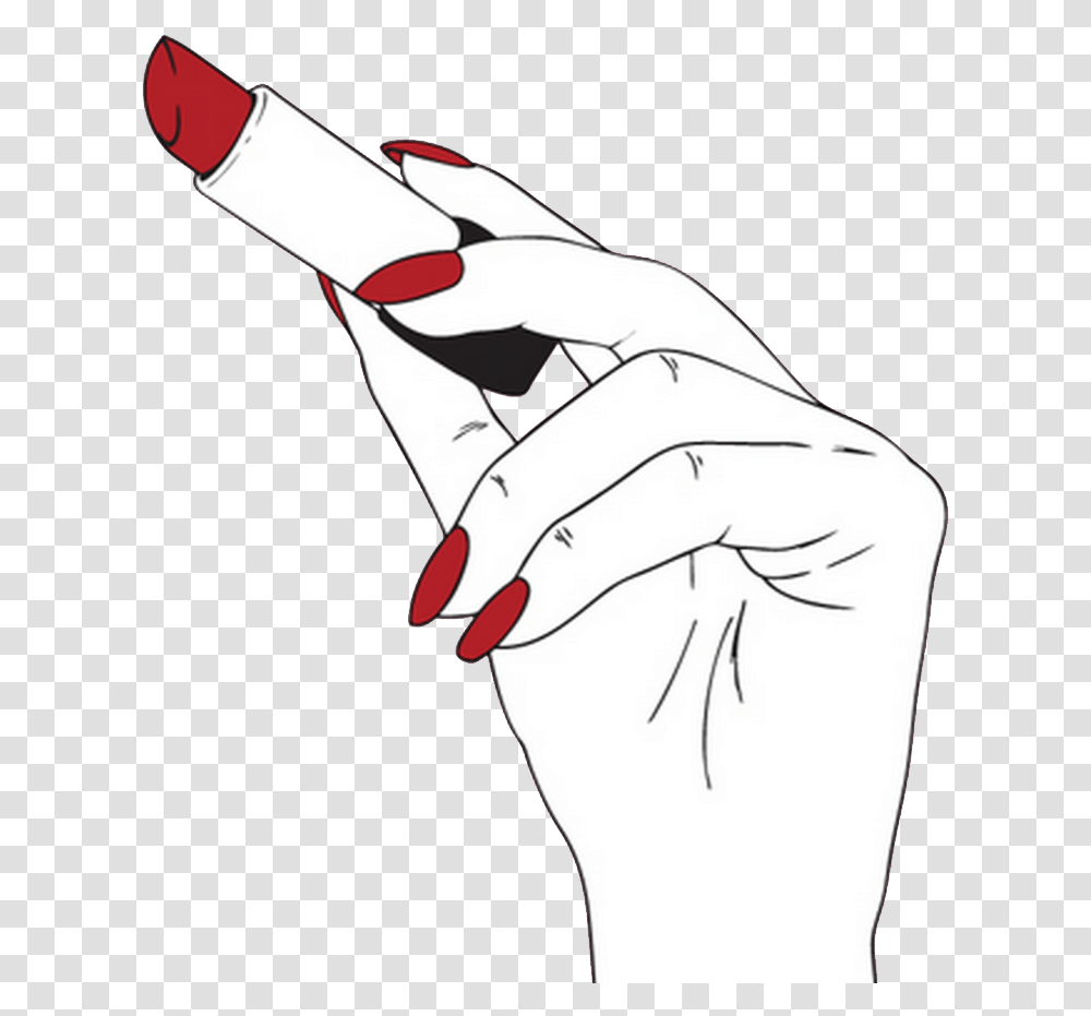 Transparentsticker Blgsoft Grunge Blg Hand Putting On Lipstick Drawing, Cosmetics Transparent Png