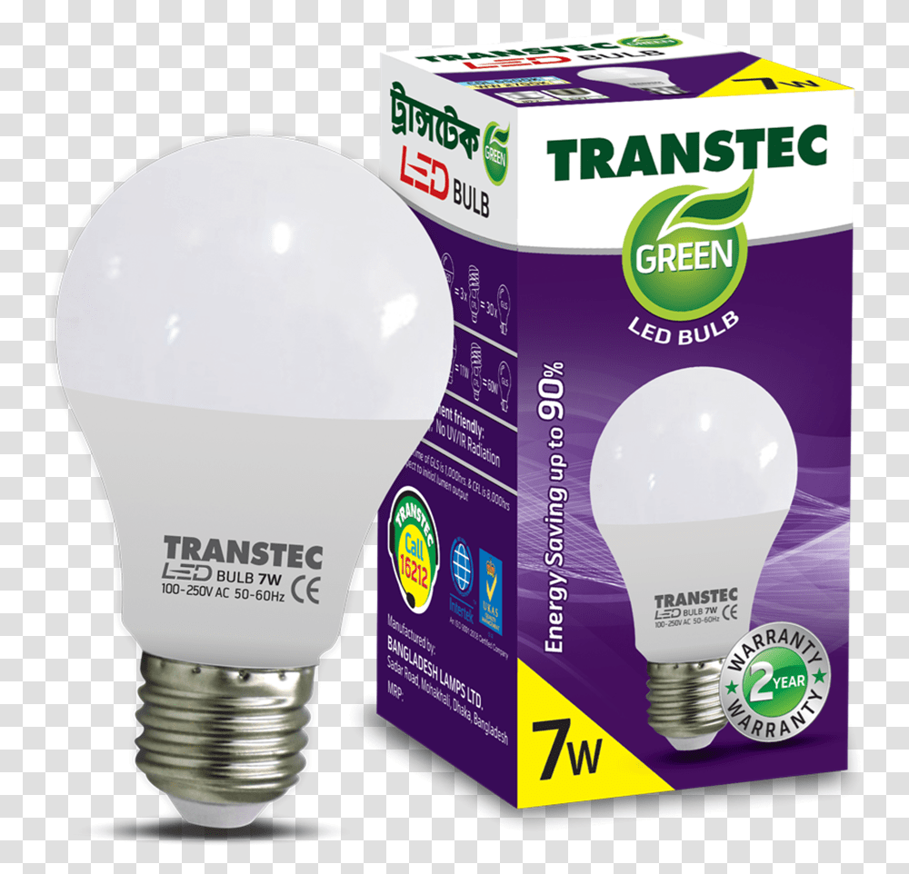 Transtec Green Led Bulb Bd Transcom Digital 7 Watt Led Transtec Bulb, Light, Lightbulb, Flyer, Poster Transparent Png