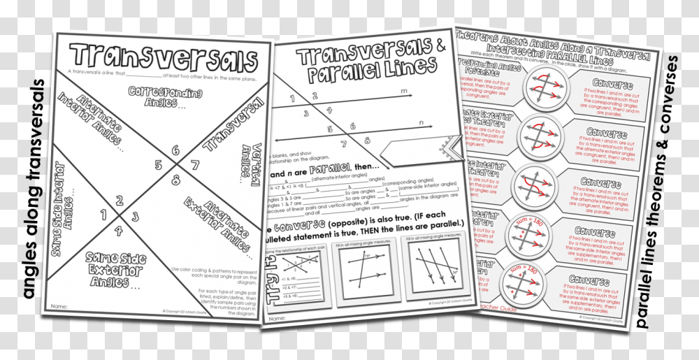Transversals Amp Parallel Line Theorems Transversals And Parallel Lines Notes, Label, Advertisement, Poster Transparent Png