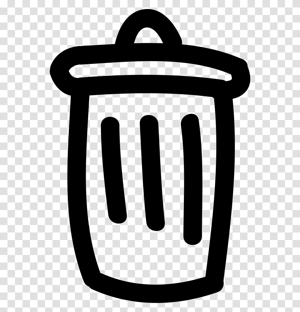 Trash Can Hand Drawn Symbol Drawn Trash Can, Mailbox, Letterbox, Stencil, Cutlery Transparent Png