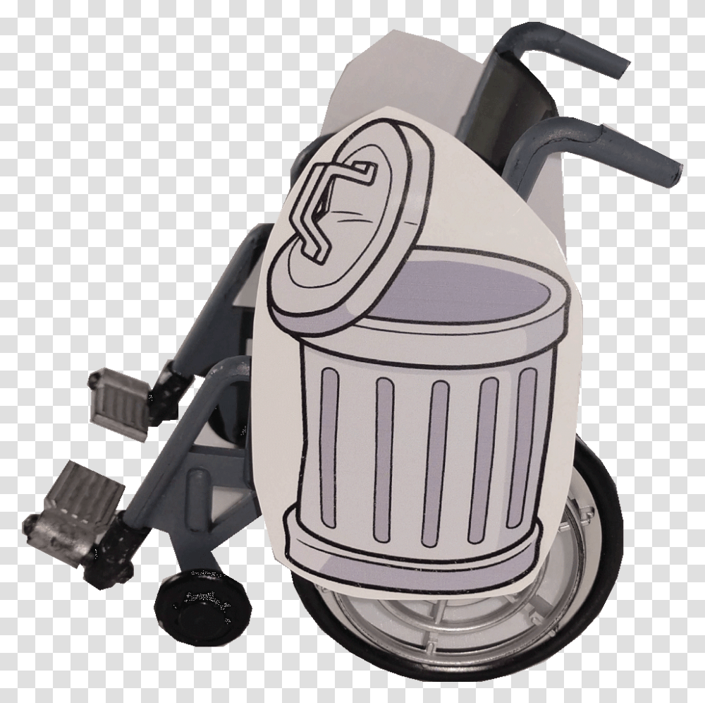 Trash Can In A Wheelchair, Furniture, Tin, Lawn Mower, Tool Transparent Png