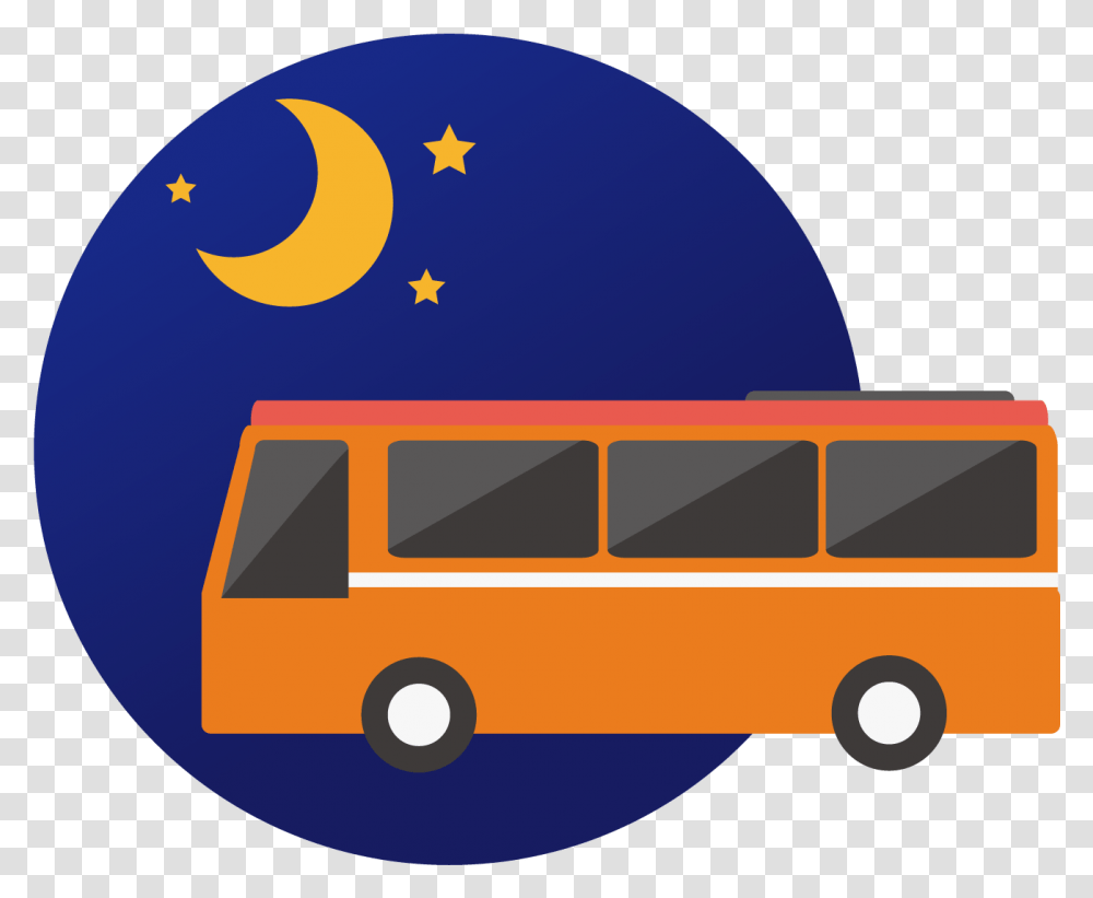 Travel By Night Bus Night Bus Clipart, Vehicle, Transportation, Van, School Bus Transparent Png