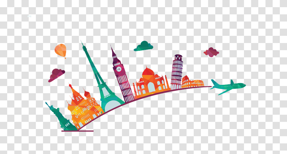 Travel Clipart Group With Items, Accessories, Jewelry, Architecture Transparent Png