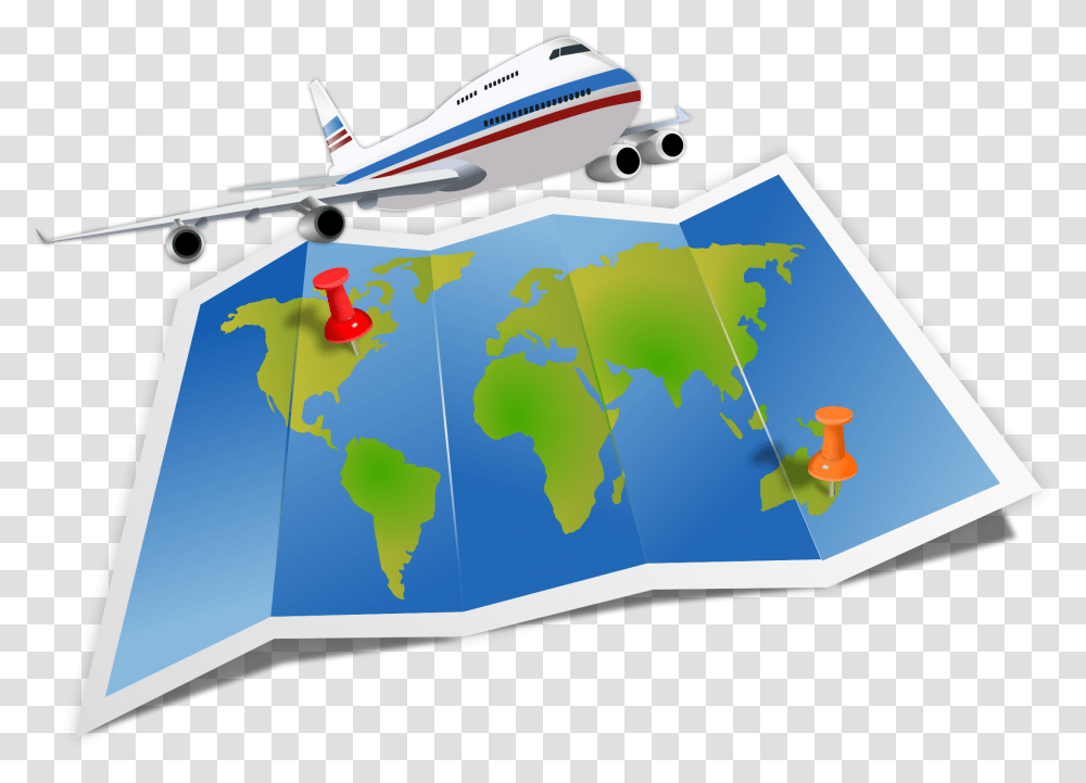 Travel Map Vector, Transportation, Vehicle, Airplane, Aircraft Transparent Png