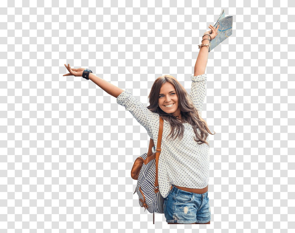 Travel Portfolio Categories Designshop Woman With Backpack, Person, Female, Sleeve Transparent Png