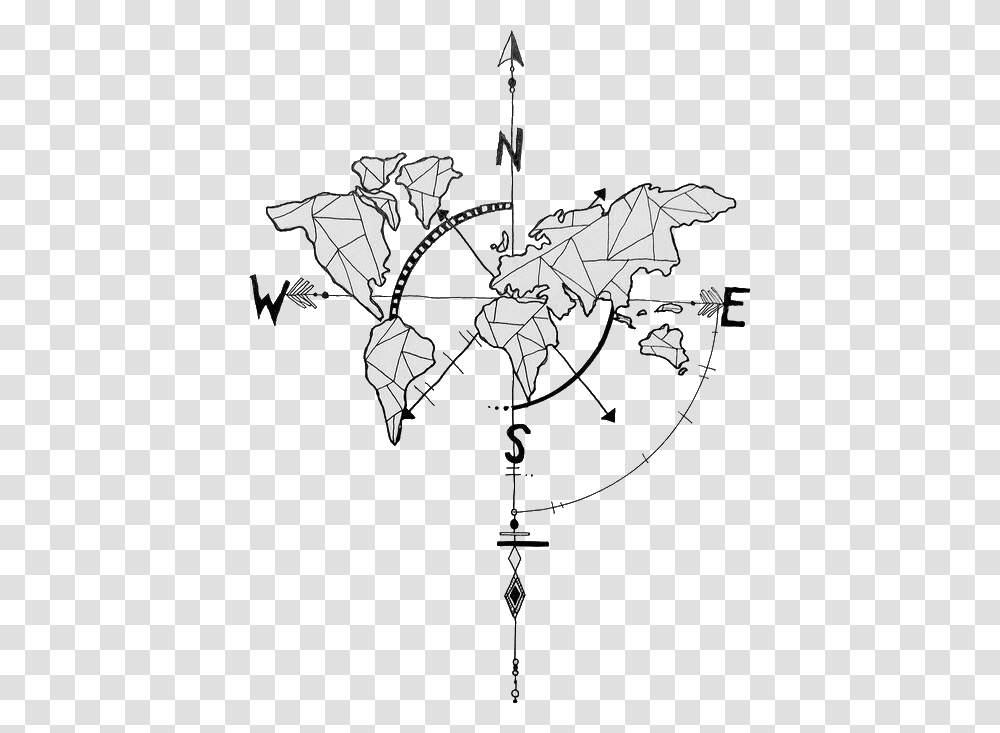 Travel Tattoo Design Download World Compass, Diagram, Toy, Kite Transparent Png