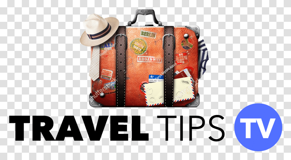 Travel Tips Tv Retro Suitcase Of A Traveler With Travel Stickers, Purse, Handbag, Accessories, Accessory Transparent Png