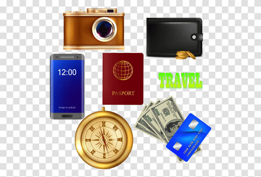 Travelerquots Set Icons Travel Suitcase Camera Travel, Mobile Phone, Electronics, Cell Phone, Wristwatch Transparent Png