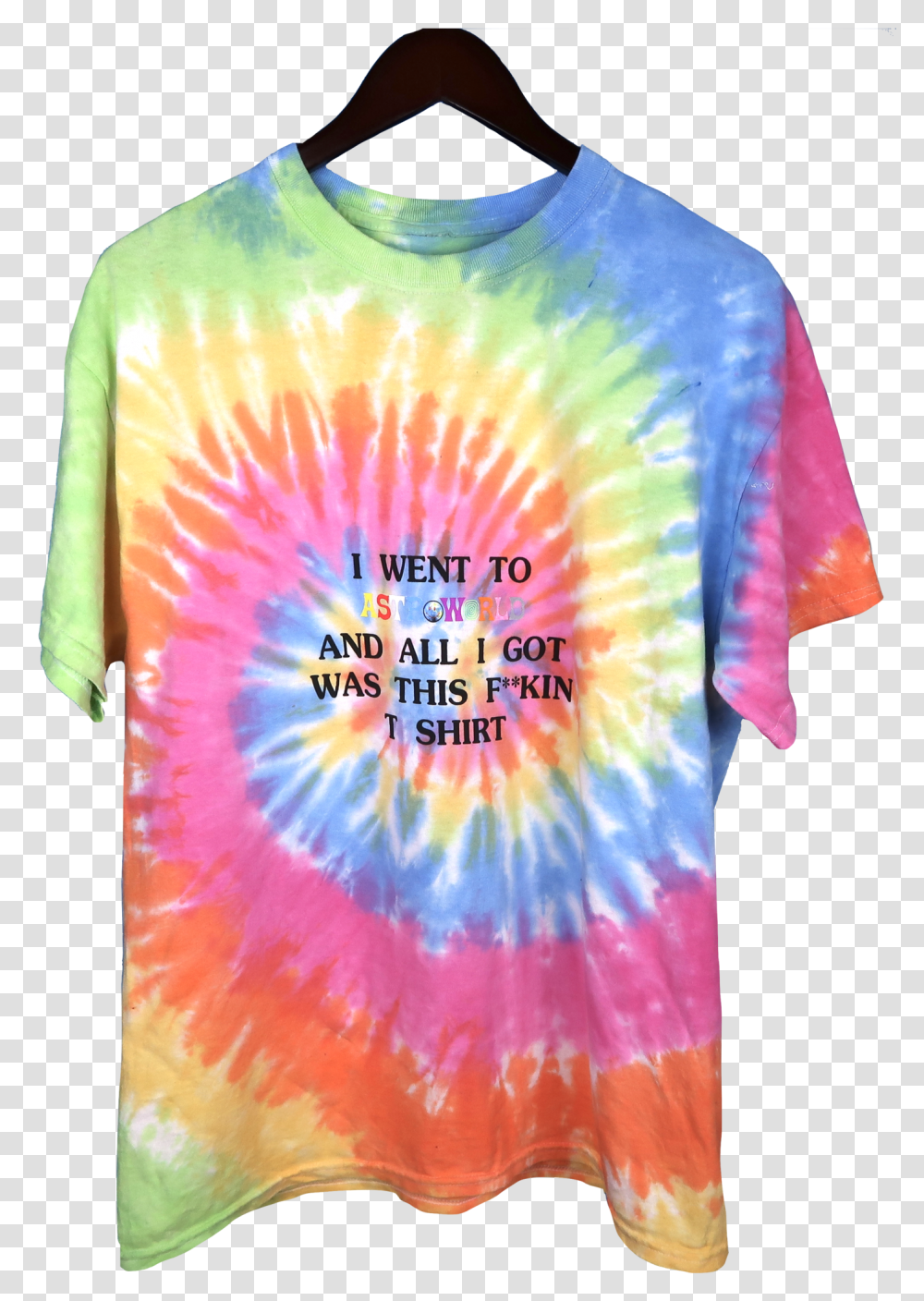 Travis Scott Astroworld Tie Dye T Shirt, Apparel, T-Shirt Transparent Png