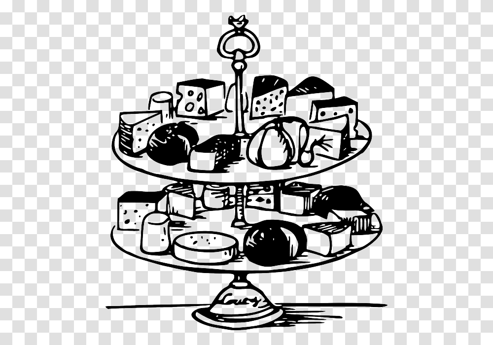 Tray Of Food Clipart Dessert Clipart Black And White, Meal, Dish, Stencil Transparent Png
