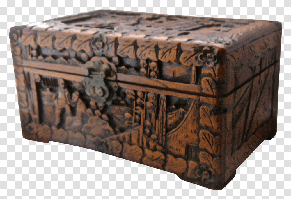 Treasure Chest Carved Wooden Chest Box Transparent Png