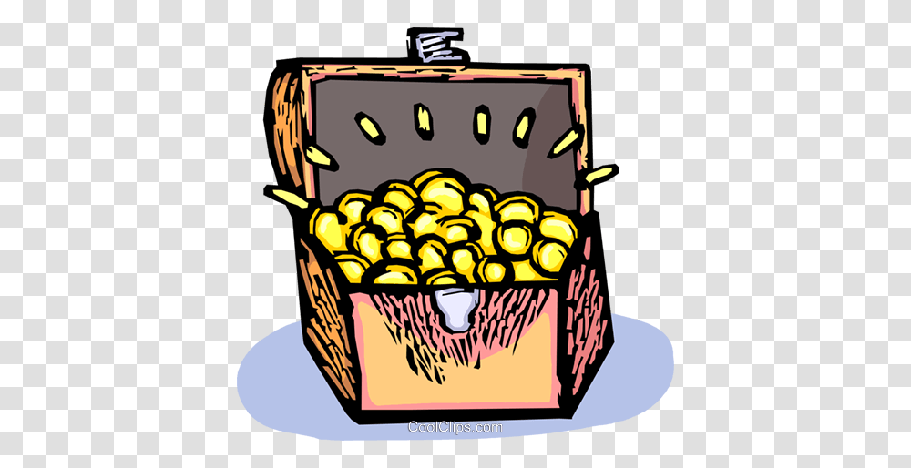 Treasure Chest Full Of Gold Pieces Royalty Free Vector Clip Art, Basket, Shopping Basket, Plant, Fruit Transparent Png