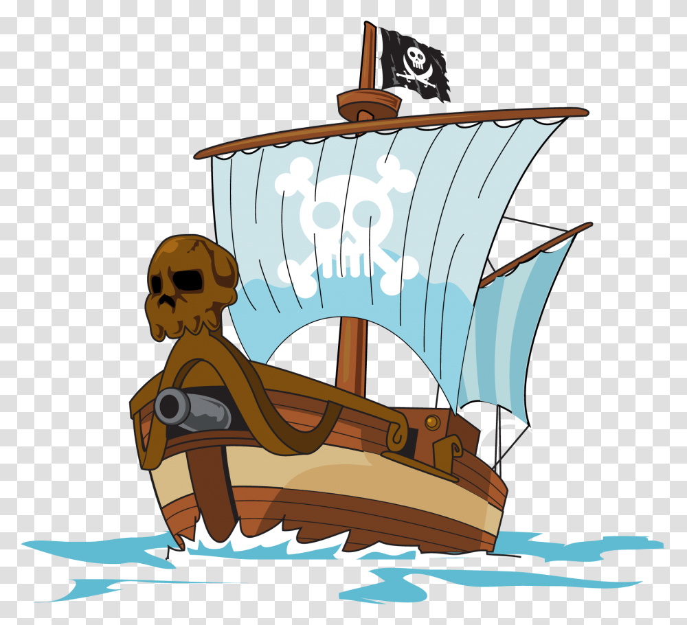 Treasure Map Background Pirate Ship Cartoon, Drawing, Bulldozer, Outdoors, Water Transparent Png
