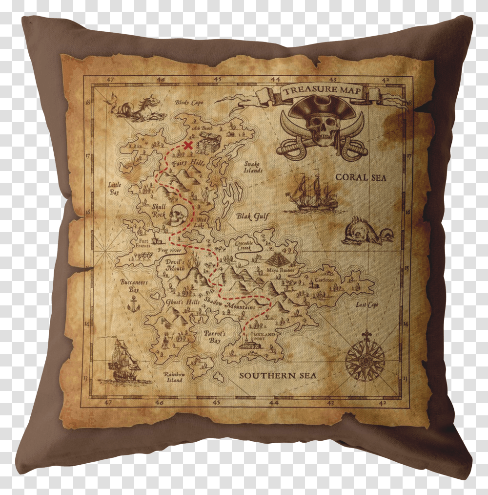 Treasure Map Pillow Servilletas Mapa Tesoro Transparent Png