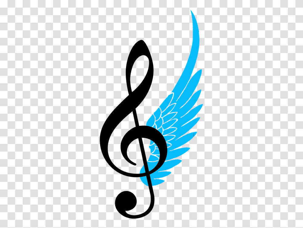 Treble Clef And Wing By Blueneonartist D6olkmc Music Note Music Note Cutie Mark, Animal, Symbol, Bird, Logo Transparent Png