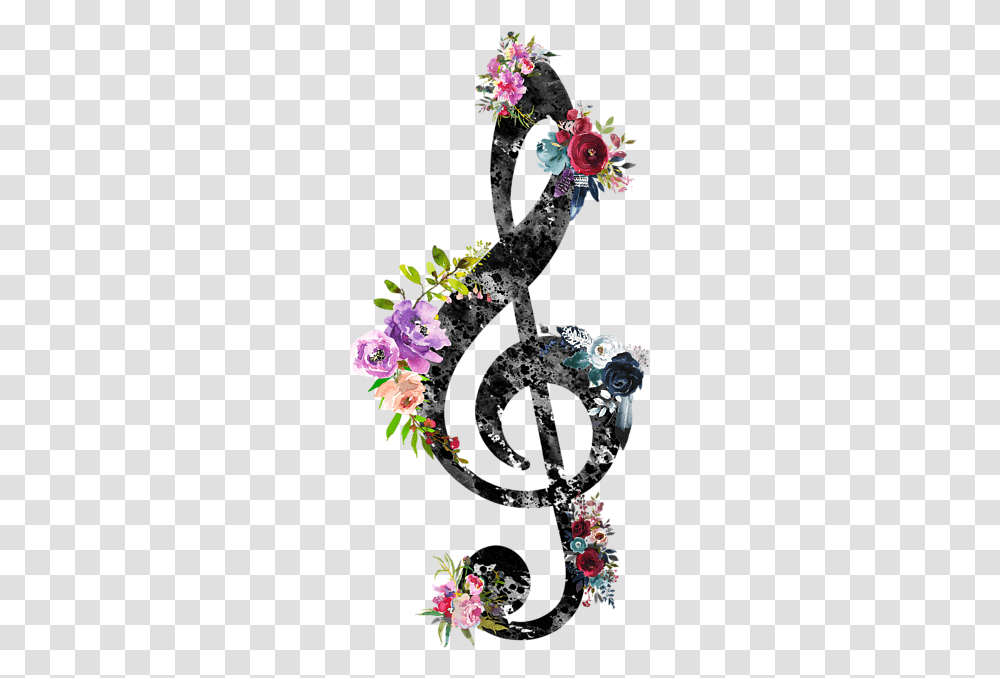 Treble Clef Round Beach Towel Treble Cleff With Flowers, Plant, Graphics, Art, Text Transparent Png