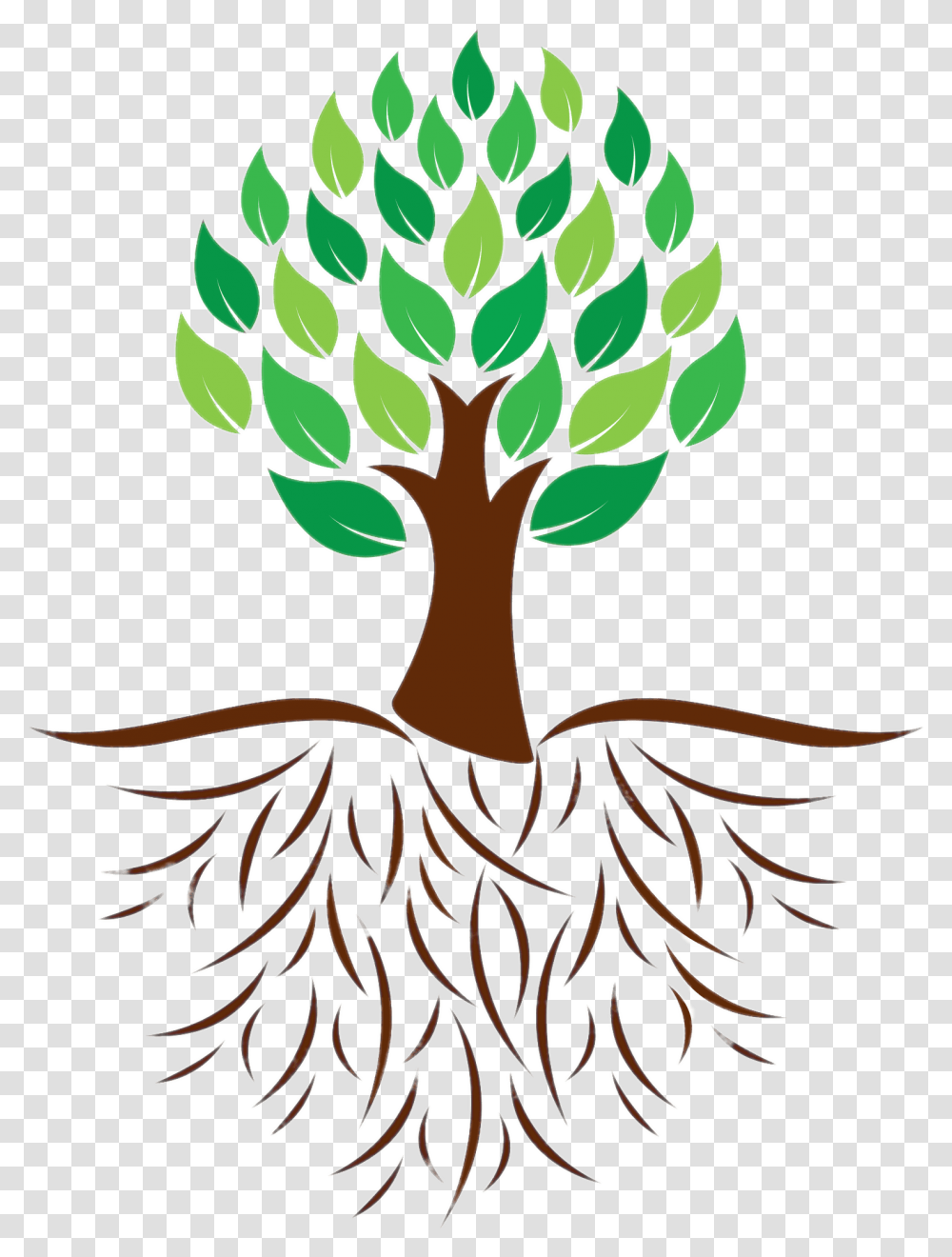Tree And Roots Colour Illustration Tree With Roots Icon, Plant, Art, Graphics, Palm Tree Transparent Png