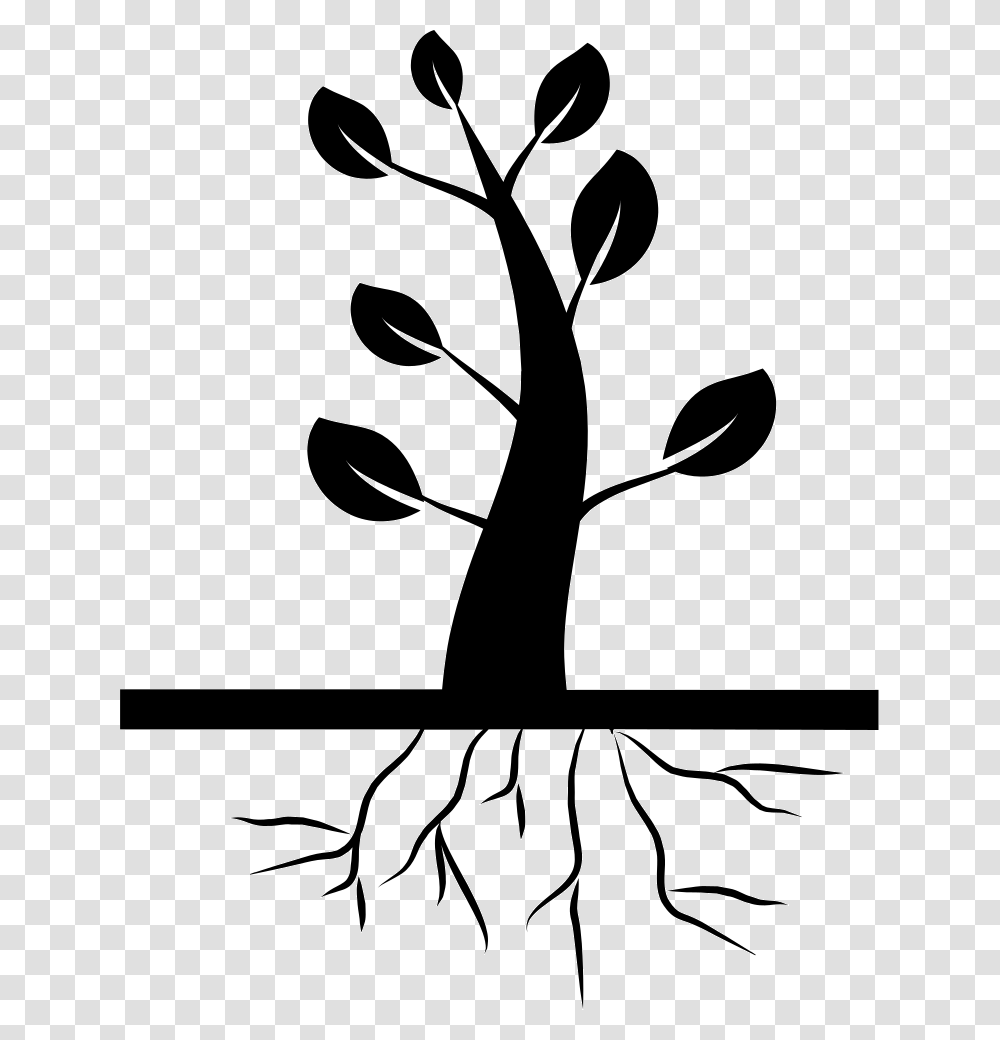 Tree And Roots Tree With Roots Icon, Stencil, Silhouette, Bird, Animal Transparent Png