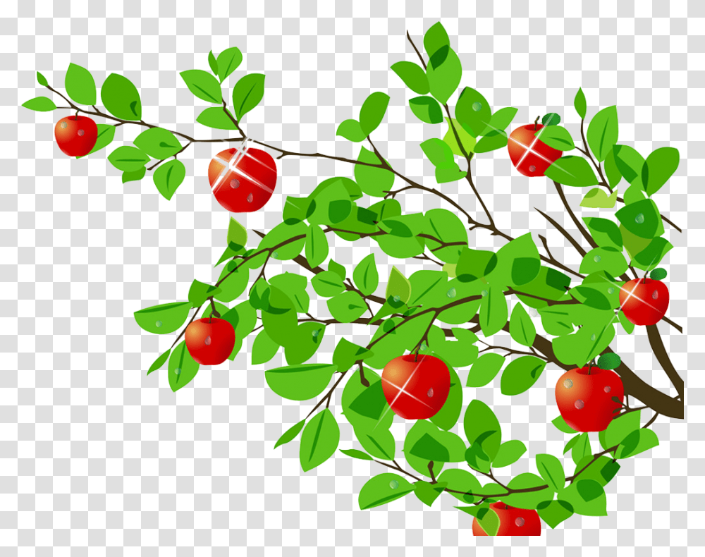 Tree Apple Cartoon Apple Tree Cartoon, Plant, Fruit, Food, Cherry Transparent Png