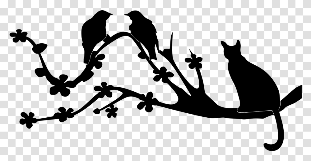 Tree Branch Silhouette Branchsilhouettefree Silhouette Bird On Branch, Gray, World Of Warcraft Transparent Png