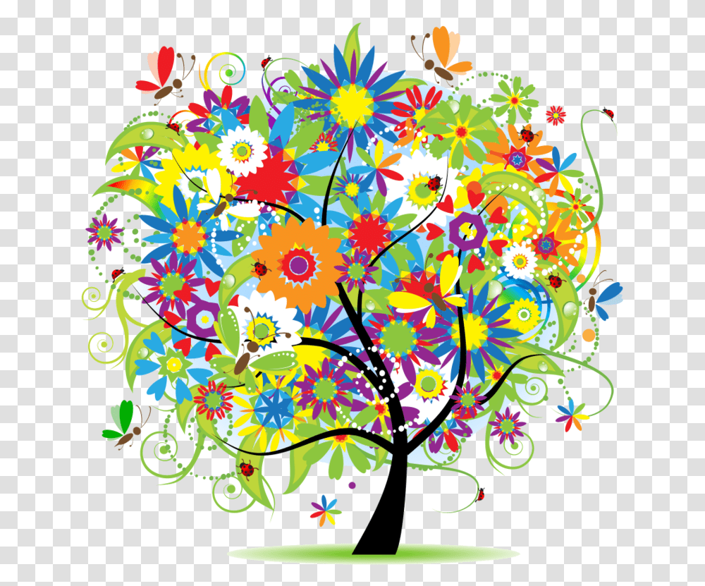 Tree Color Paint, Floral Design, Pattern Transparent Png