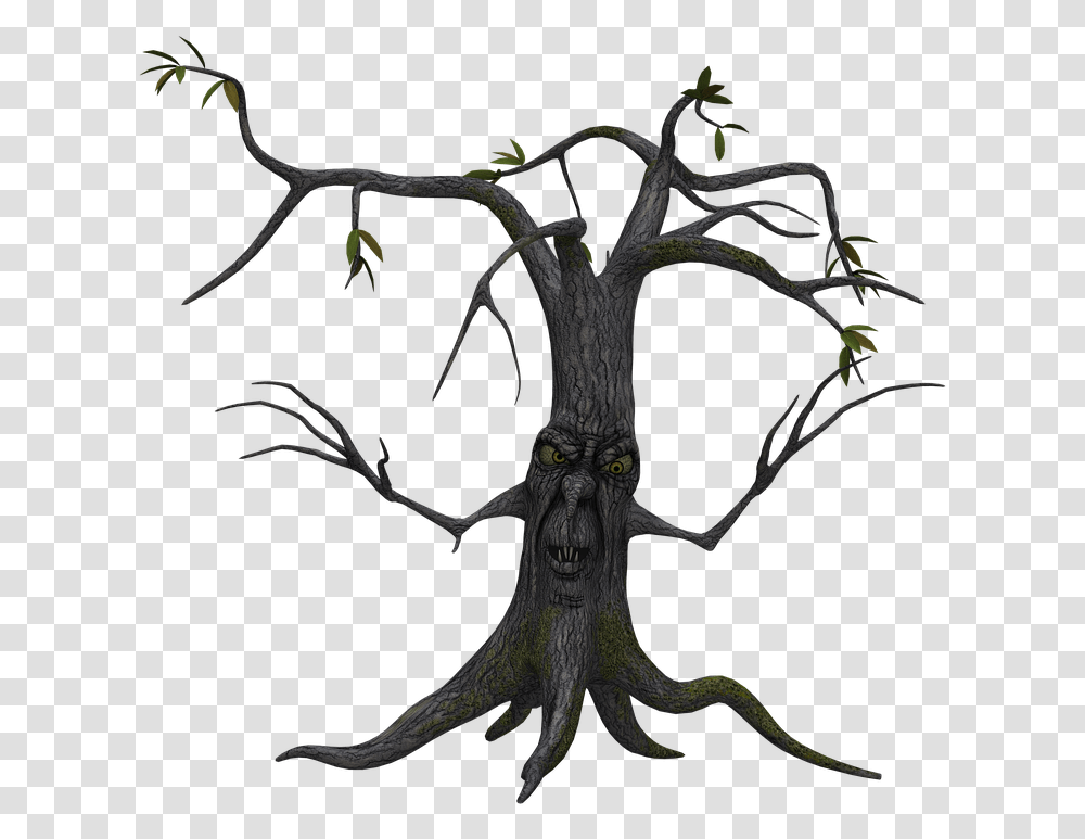 Tree Digital Art Isolated Without Leaves Leafless Halloween Tree Silhouette, Plant, Spider, Invertebrate, Animal Transparent Png