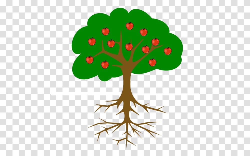 Tree Drawing With Fruits, Plant, Root, Bird, Animal Transparent Png