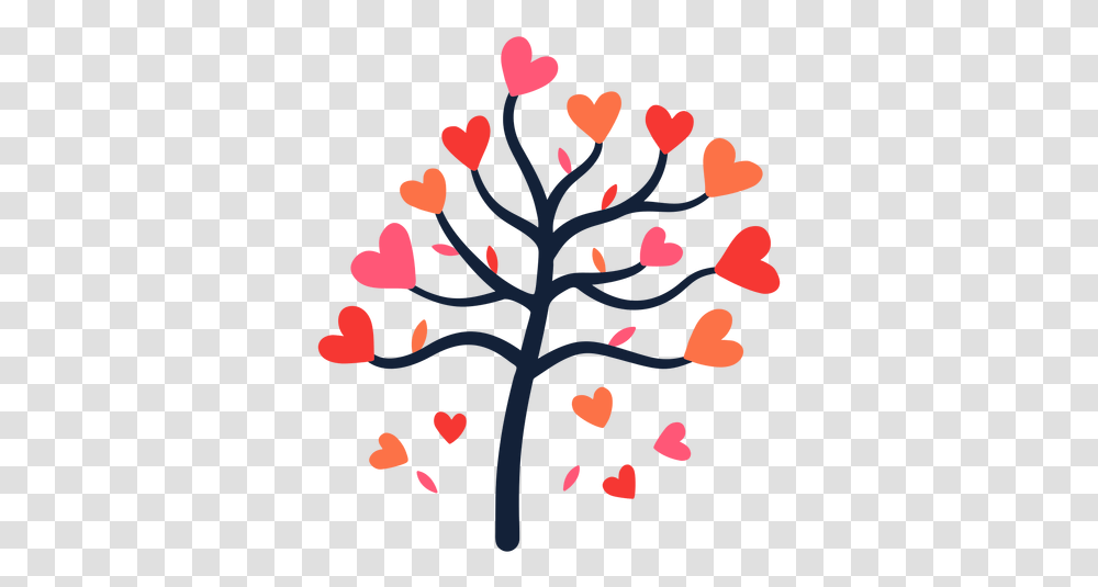 Tree Falling Heart Leaves Flat & Svg Tree, Petal, Flower, Plant, Blossom Transparent Png