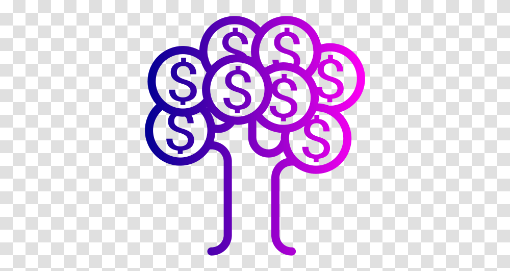Tree Finance Money Dollar Currency Icon Purple Tree Icon, Text, Symbol, Light, Plant Transparent Png