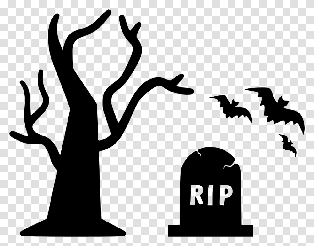 Tree Halloween, Silhouette, Stencil, Bird, Animal Transparent Png