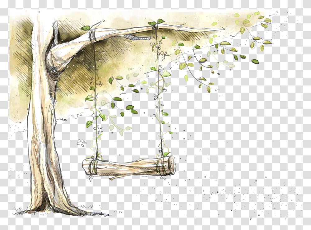 Tree Hand Painted Trees Transprent Watercolor Tree Flower, Art, Drawing, Animal, Statue Transparent Png