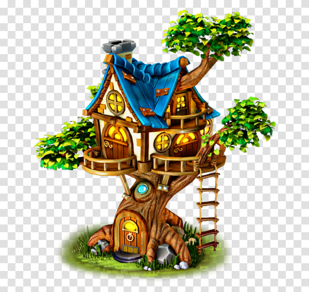 Tree House Cartoon Clipart Clipart Tree House, Toy, Angry Birds, Building, Plant Transparent Png