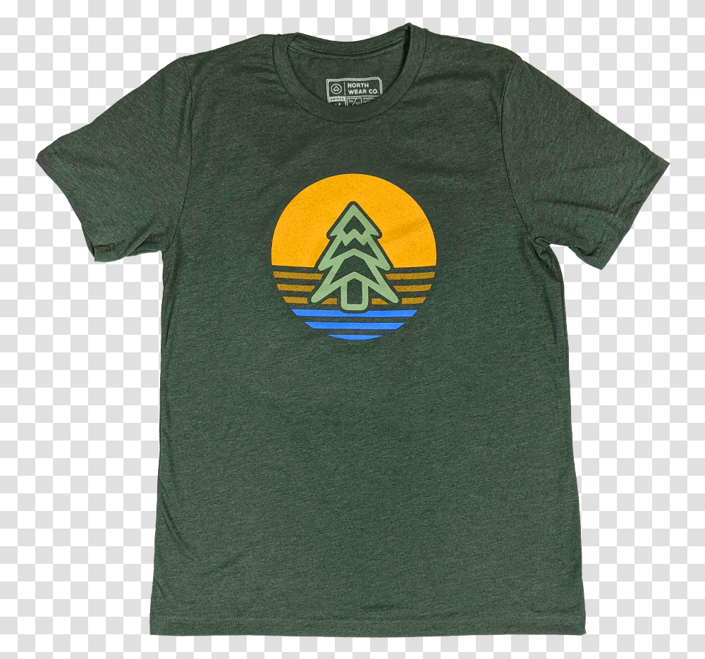 Tree Icon Sunrise Heather Forest T Shirt Short Sleeve, Clothing, Apparel, T-Shirt Transparent Png