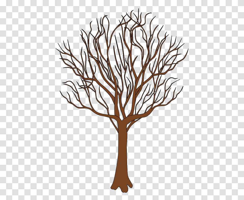 Tree In Spring Clipart Bare Tree Cartoon, Plant, Tree Trunk, Silhouette, Pattern Transparent Png